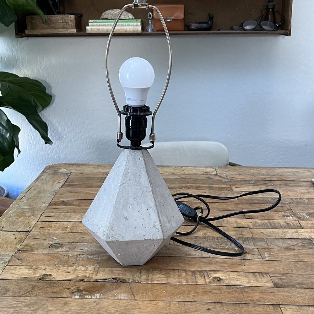 World Market Lamp 18" Concrete Geometric Base Modern Brutalist Style